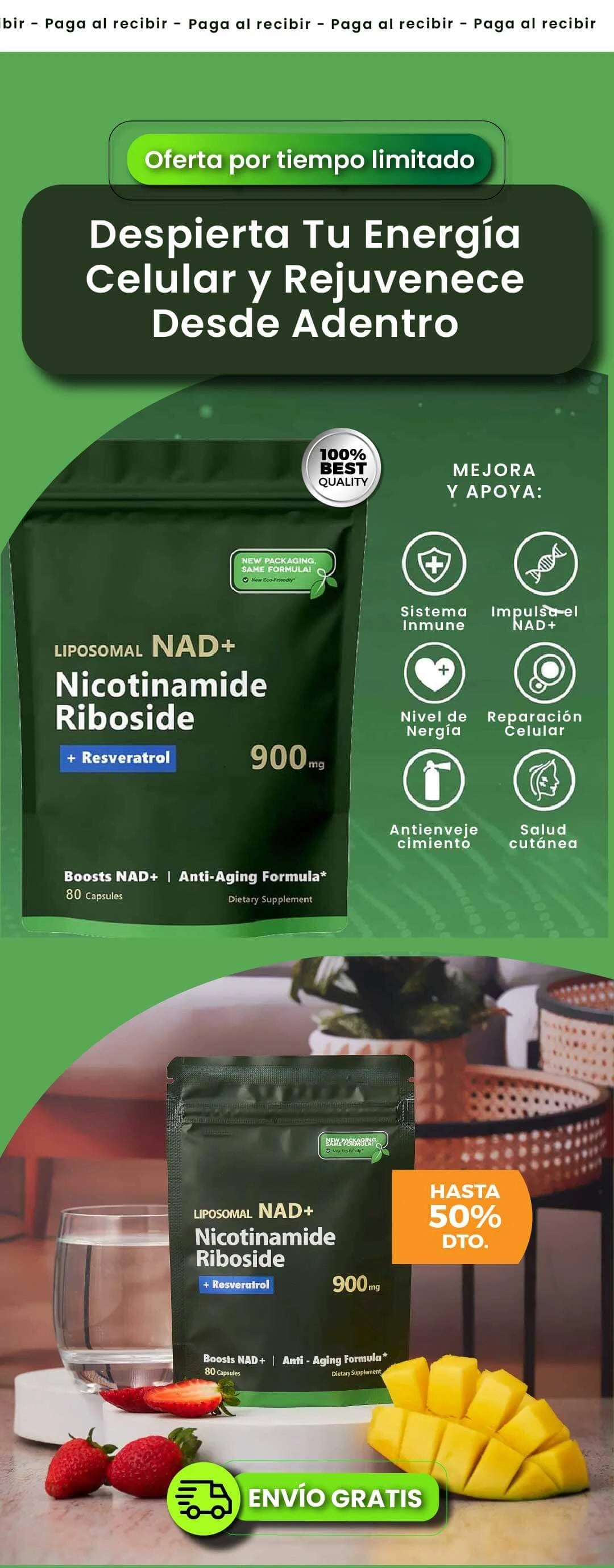 ¡El MEJOR suplemento ANTIENVEJECMIENTO!: NAD+ LIPOSOMAL l Envío Gratis Sólo por Hoy